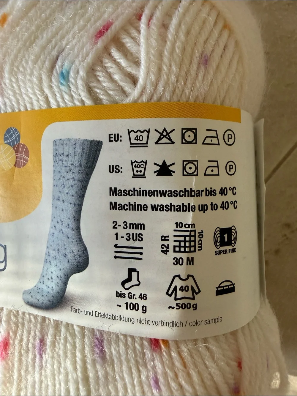 4-ply White Speckled Sock Yarn